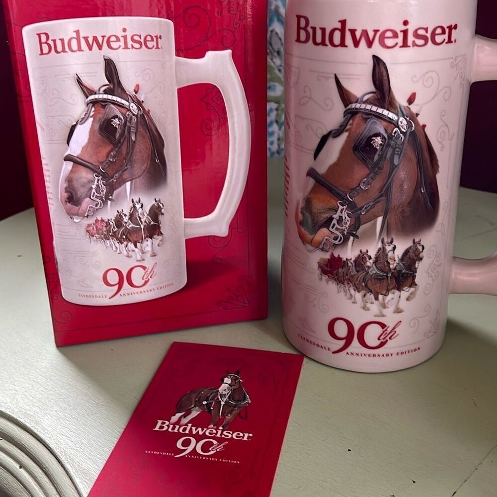 Budweiser 90th Clydesdale Anniversary Edition beer stein. NIB
